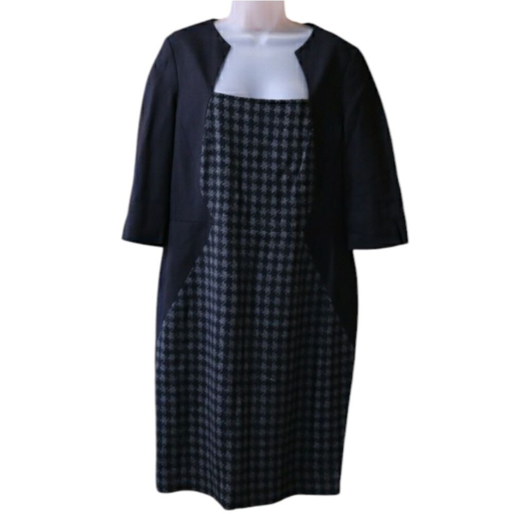 Donna Degan Black & Houndstooth Black Career Office Business Casual Dress 14